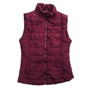 Aeropostale Puffer Vest Womens Size XS Burgundy Full Zip  Pockets Quilted Hiking